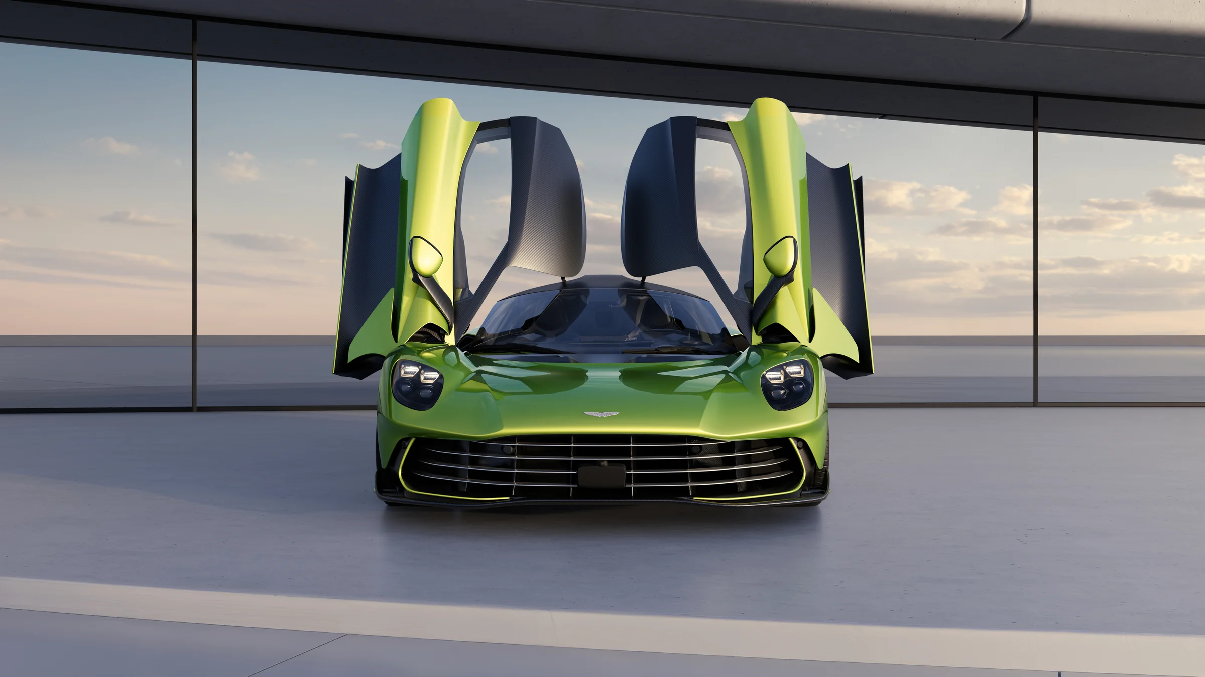 Aston Martin Valhalla mit geöffneten Dihedral-Türen