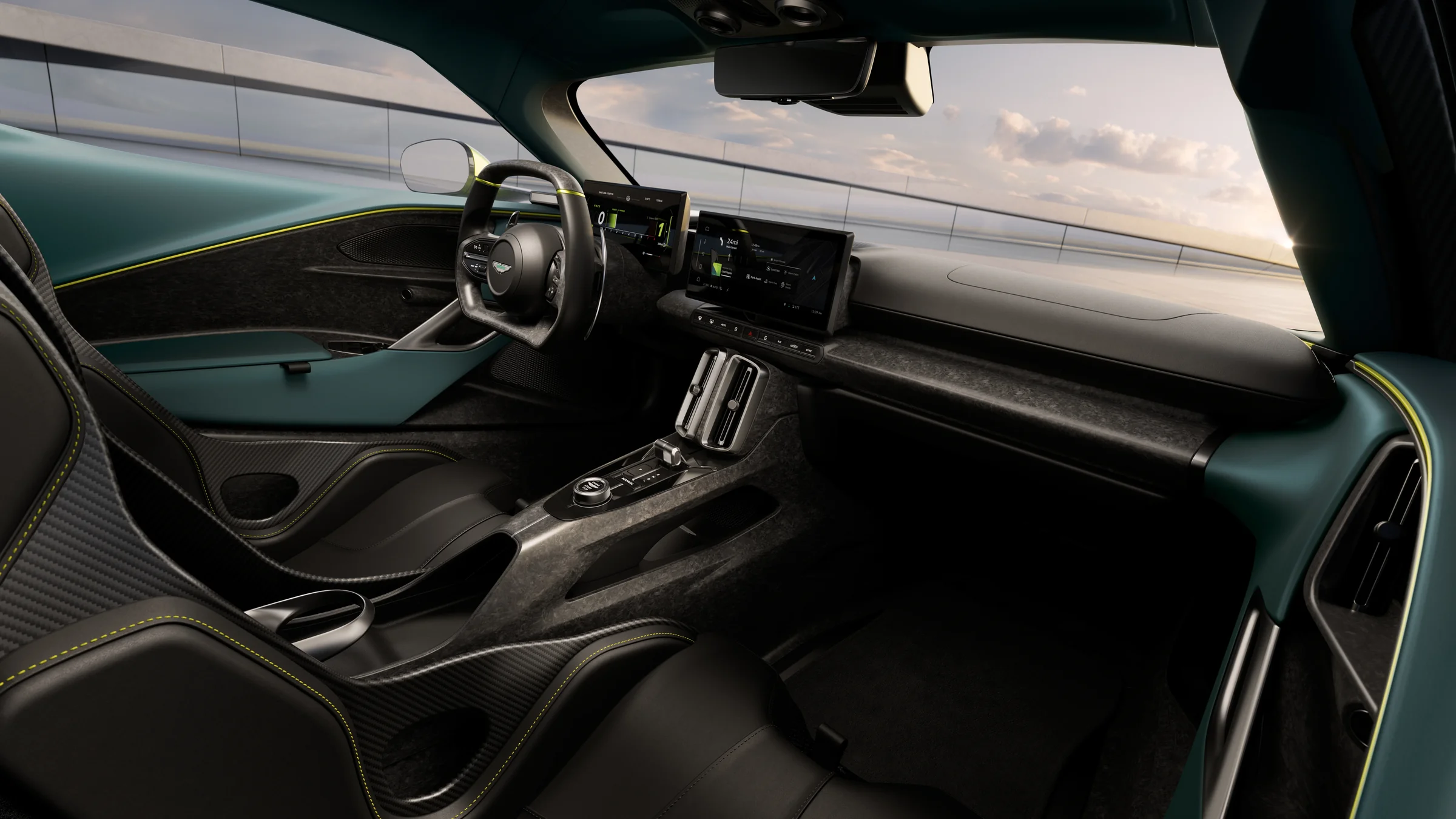 Innenraum des Aston Martin Valhalla mit Cockpit und Mittelkonsole