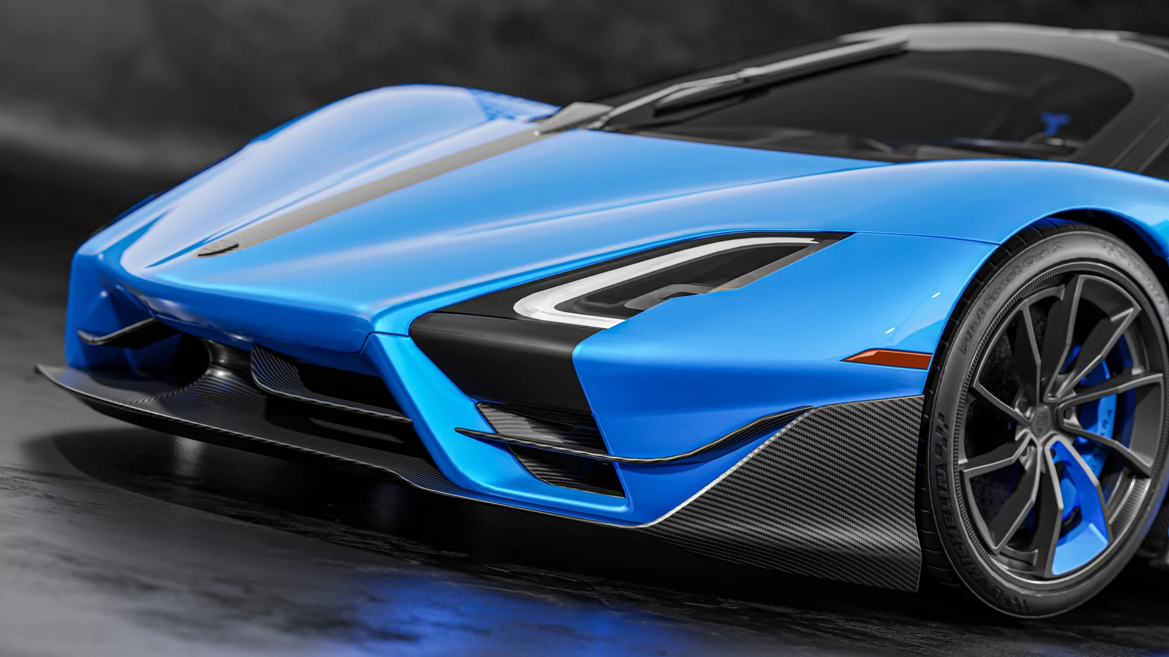 Frontsplitter und aerodynamische Leitelemente des SSC Tuatara Striker